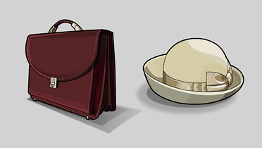 briefcase and hat